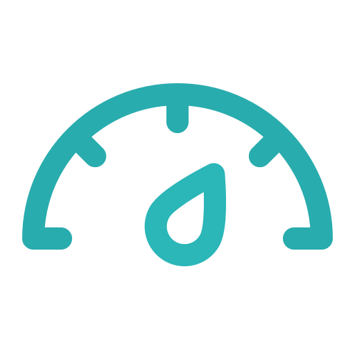 Blue gauge icon with a droplet-shaped pointer indicating mid to high level.