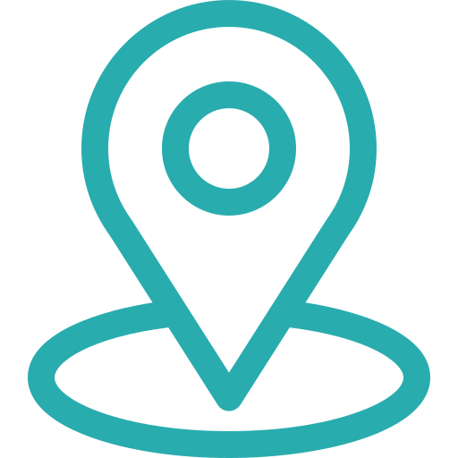 Teal location pin icon marking a spot on a map.